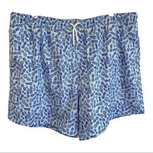BERMIES Pineapple Print Blue Swim Shorts